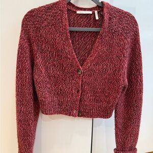 Helmut Lang Maroon cropped Knit Cardigan Sweater